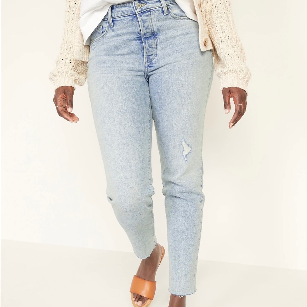 High Waisted OG Straight Button Fly Cut Off Jeans
